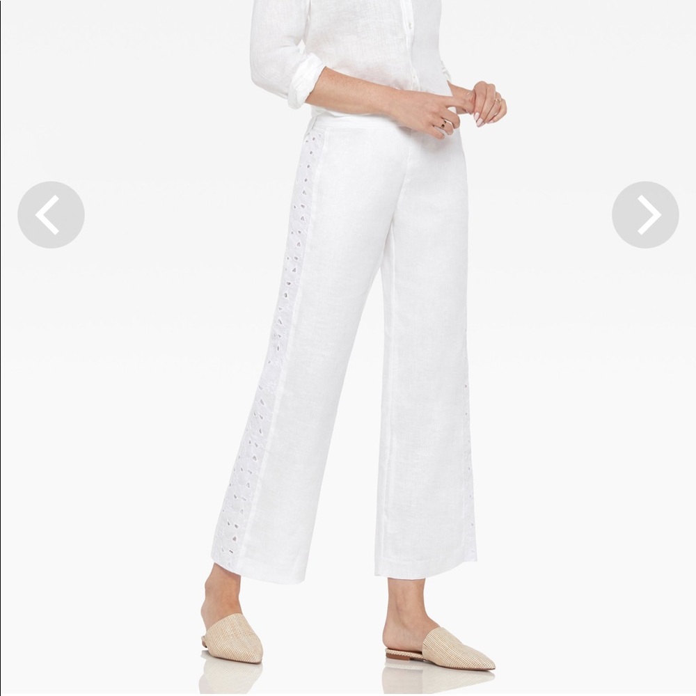 Ecru Hyannis white linen wife leg cropped pant